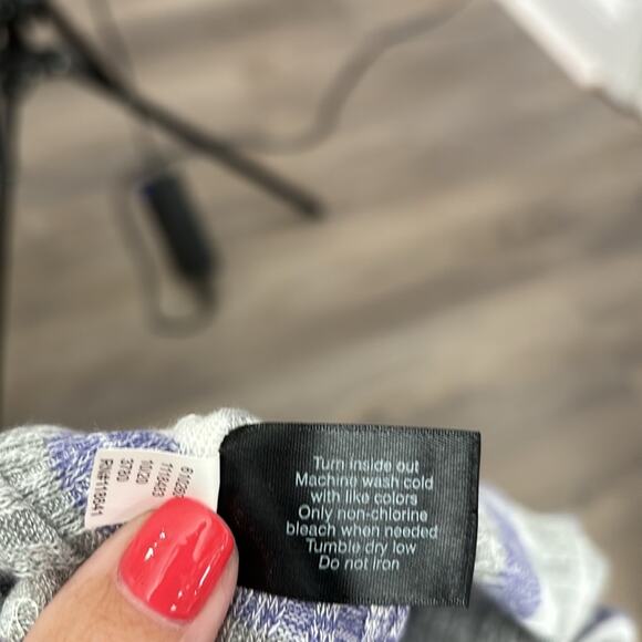 Lane Bryant Gray/Purple Striped Long Sleeve Ribbed Top Square Neck Size 14/16 - Picture 7 of 9